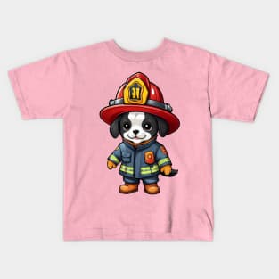 Adorable Cute Firefighter Dog Kids T-Shirt